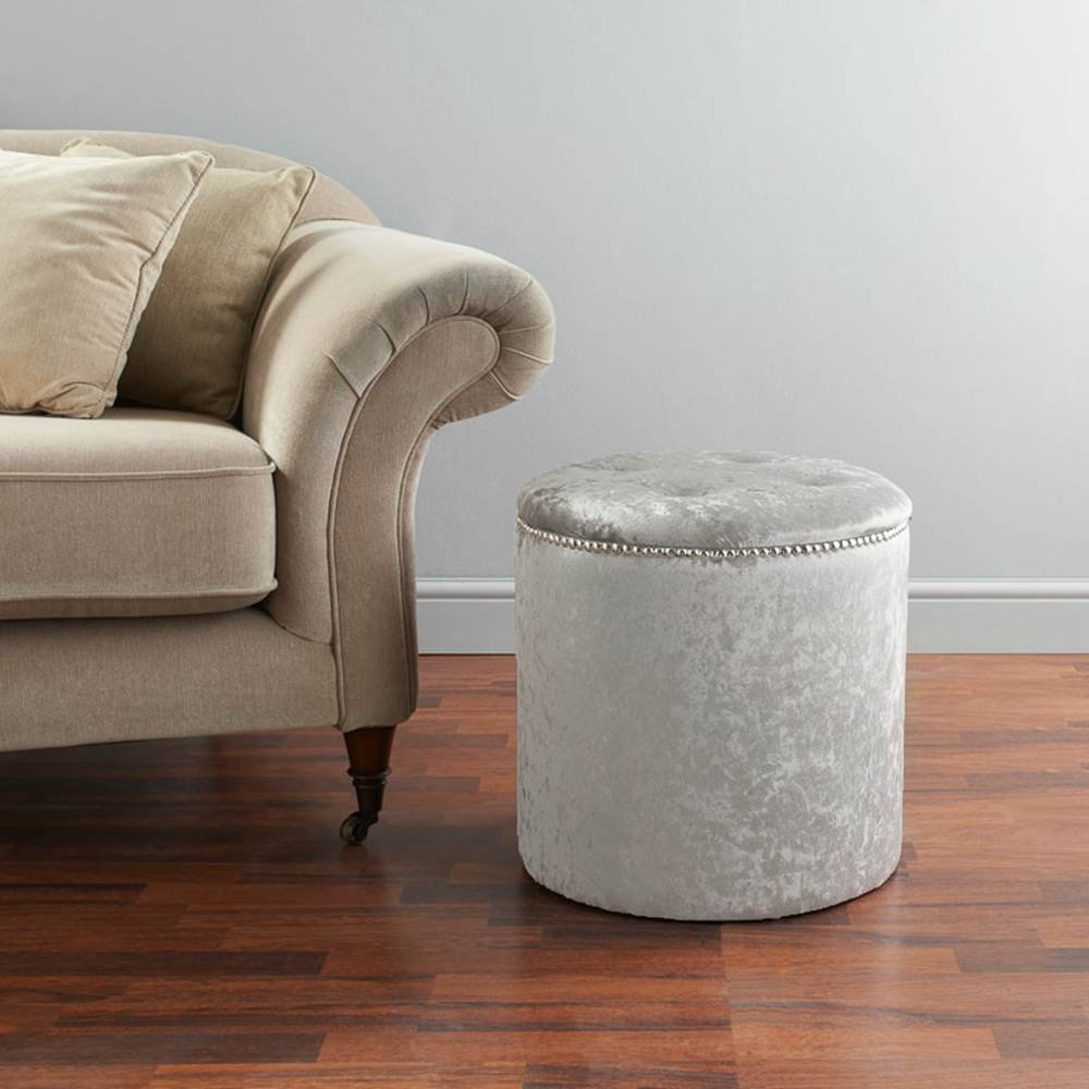 Hepner Velvet Tufted Round Solid Colour Pouffe Ottoman