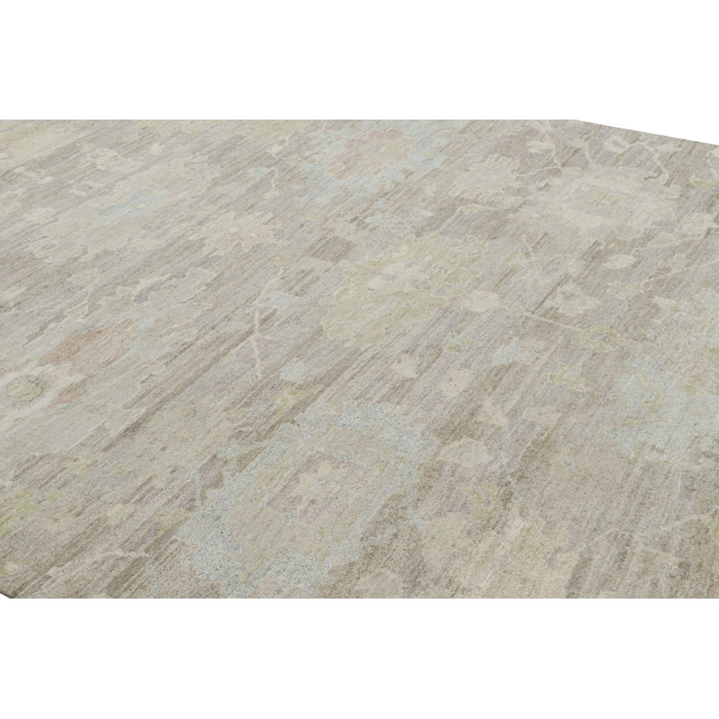 Rug & Kilim’S Oushak Style Rug In Beige And Green With Floral Patterns