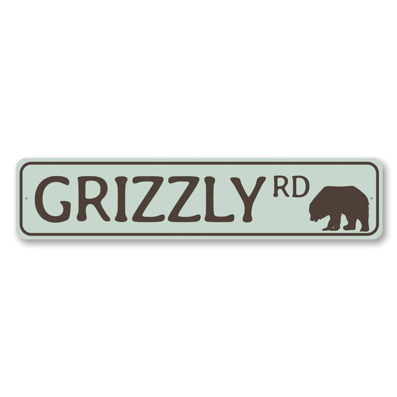 Grizzly Road Sign - 4" X 18", 4" H x 18" W x 0.04" D