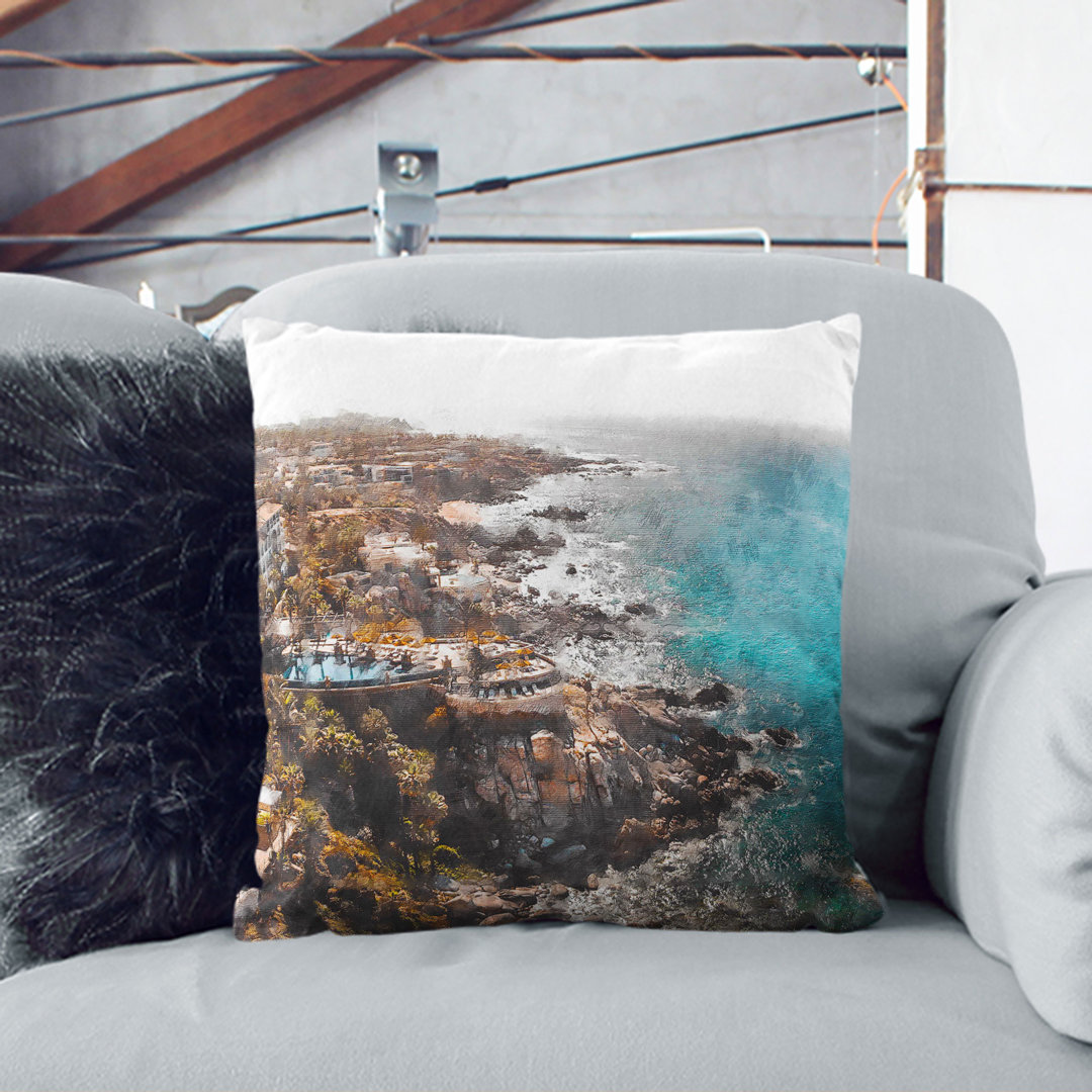 The Cabo San Lucas Skyline in Mexico Painting Scatter Cushion