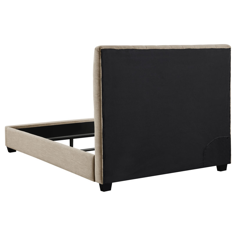 Martines Upholstered Full Panel Bed Oatmeal, Full, Beige