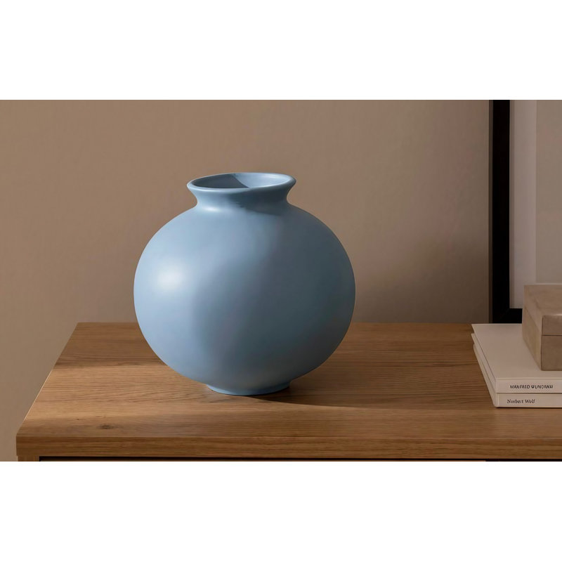 Curnin Ceramic Table Vase, Light Blue, 18cm H x 20cm W x 18cm D