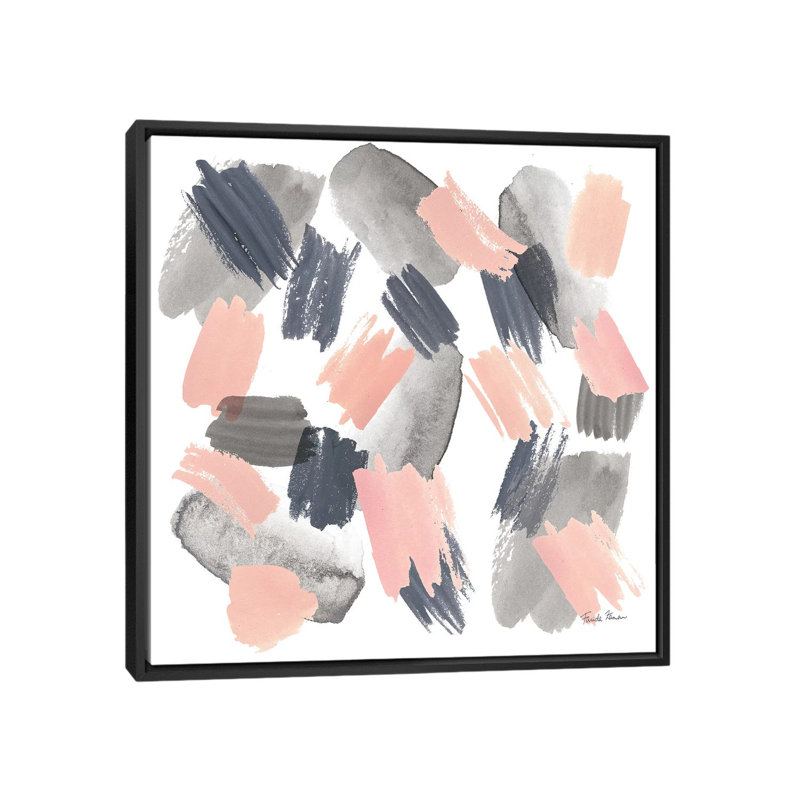 «Gray Pink Mist II», reproduction sur toile, H 18 po x l 18 po x P 1,5 po, Toile avec cadre noir, Pas de tapis