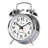 Analogue Metal Quartz Movement / Crystal Tabletop Clock with Alarm in Chrome