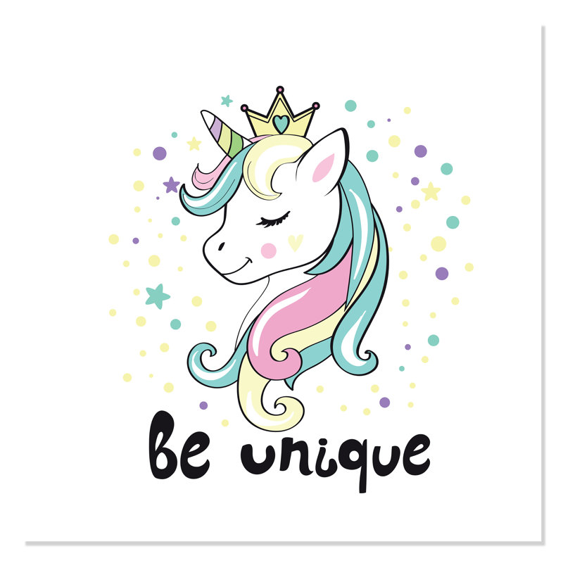 «Be Unique», impression sur papier licorne, H 31 po x l 31 po x P 1 po, Papier
