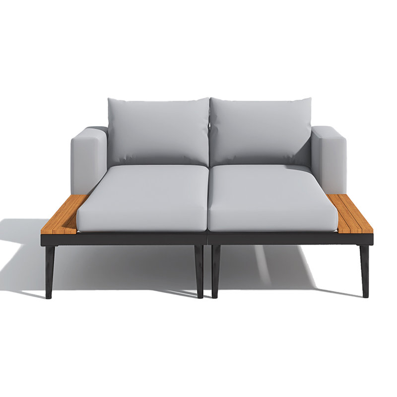 Méridienne double 55 po, Gris, Noir