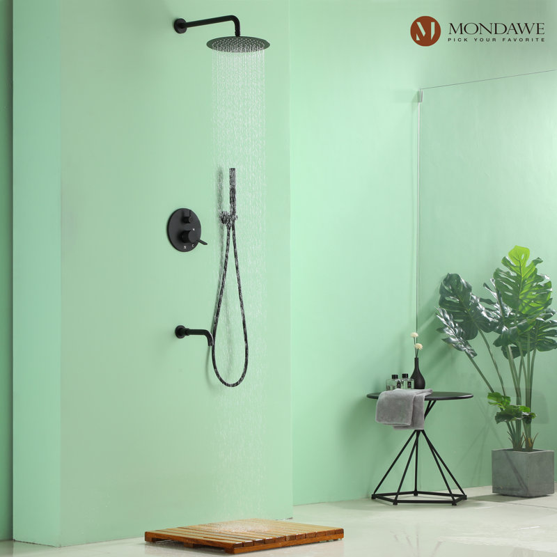 Matte Black Stainless Steel Rain Shower System with Handheld