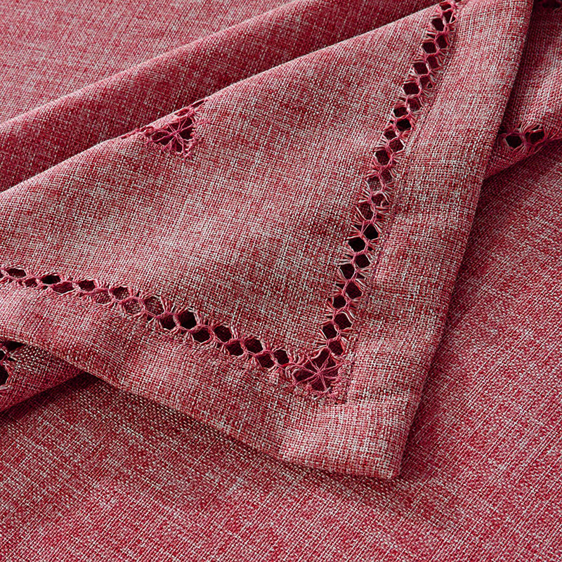 Shoreview Embroidered Vintage Tablecloth, 68 L" X 120 W", Cranberry