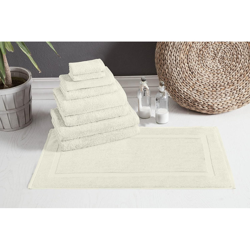 Ensemble de serviettes de bain 9 pièces avec tapis de bain Blatec, Ivoire