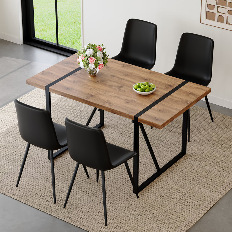 Dining Table With Chairs For 4,Dining Room Table Set With Sturdy Metal Frame Chairs For Small Spaces, Apartment, Dining Room