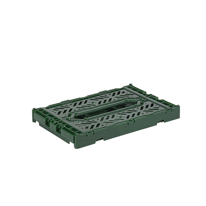Foldable Plastic Crate, Collapsible Storage Bin to Organize Your Rooms, Collapsible Utility Crate, Dark Green