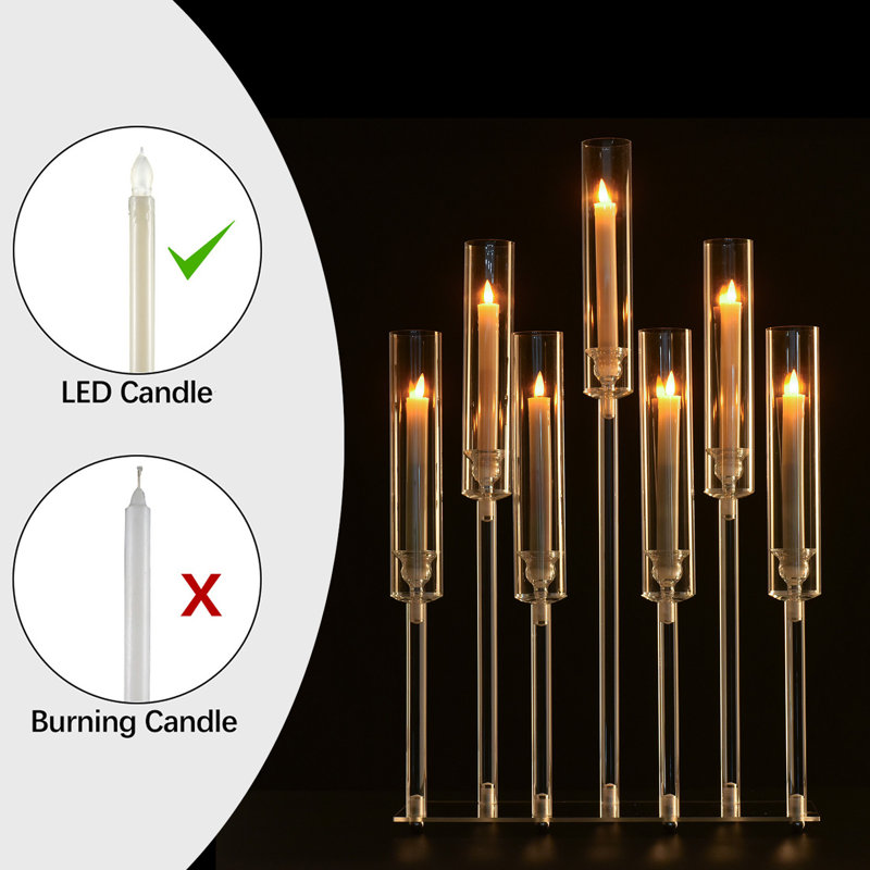 4pcs 7 Arm Clear Arcylic Candelabra For Wedding (26.5" Tall), Set of 4
