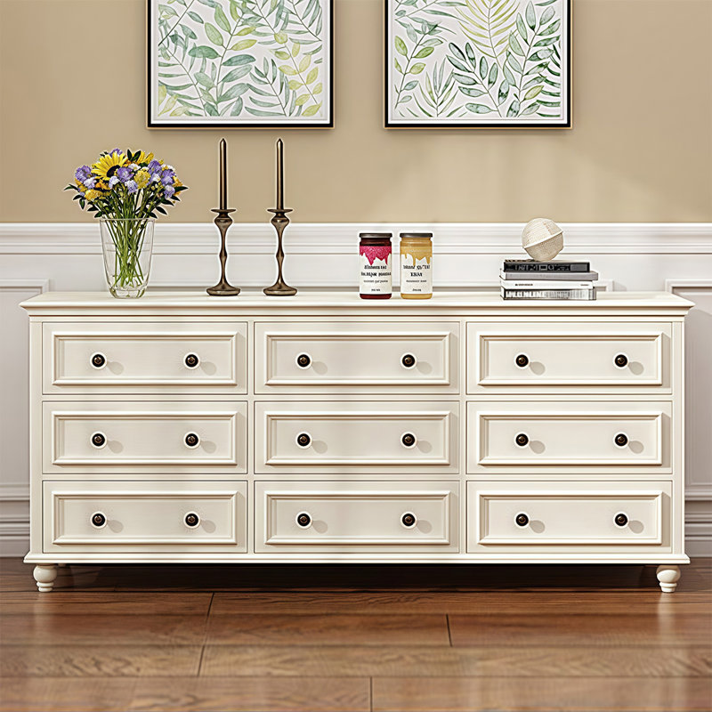 Buffet décoratif blanc en bois massif