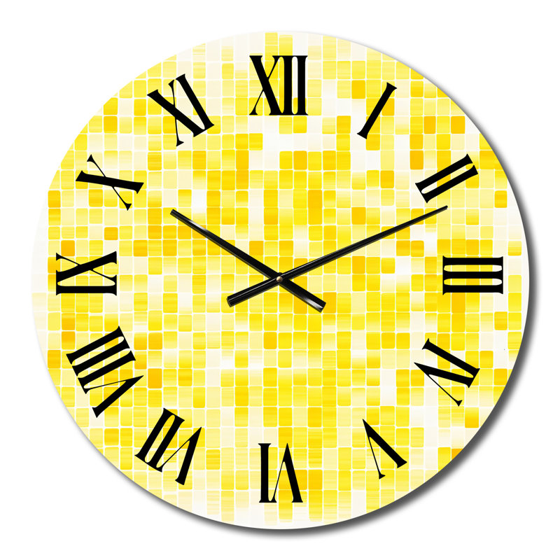 Horloge murale jaune en métal I, Moyenne