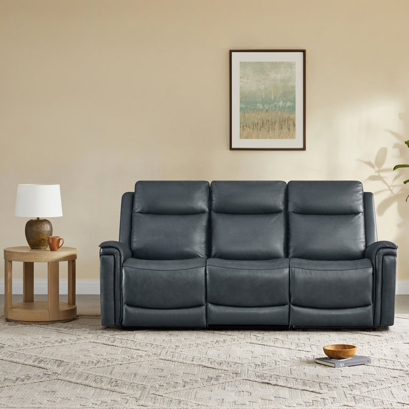 Super Zero-Gravity Genuine Leather Dual Motor 3PC Power Sofa With Power Headrest, 41.73" H x 83.46" W x 37.8" D, 3, Navy