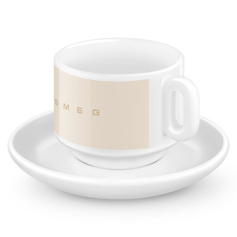 50's Style Espresso Cups, Set of 2, Beige