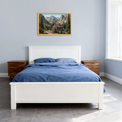 Montagne, chalet, forêt, reproduction d'art