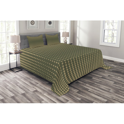 Adriyan Green/Brown Microfibre Bedspread Set