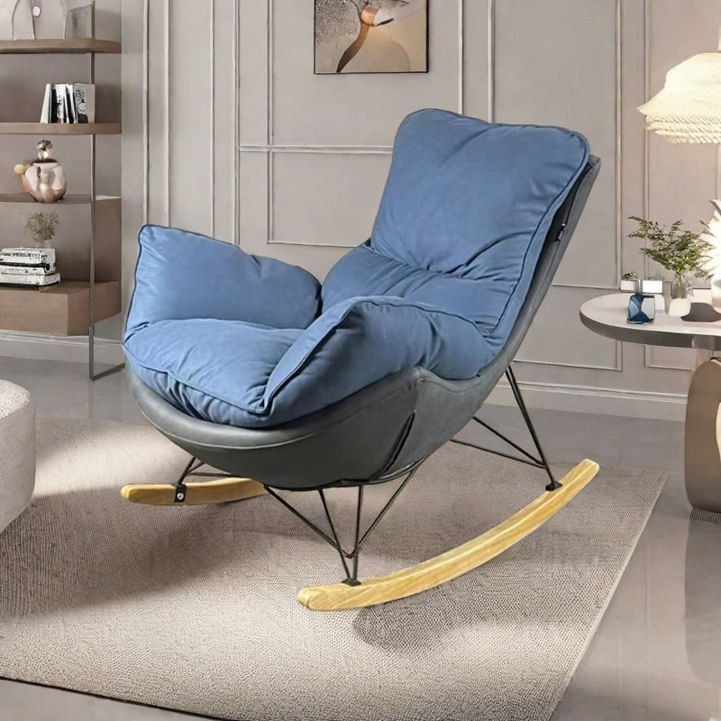 Chaise berçante de loisirs italienne confortable, Gris foncé, Bleu