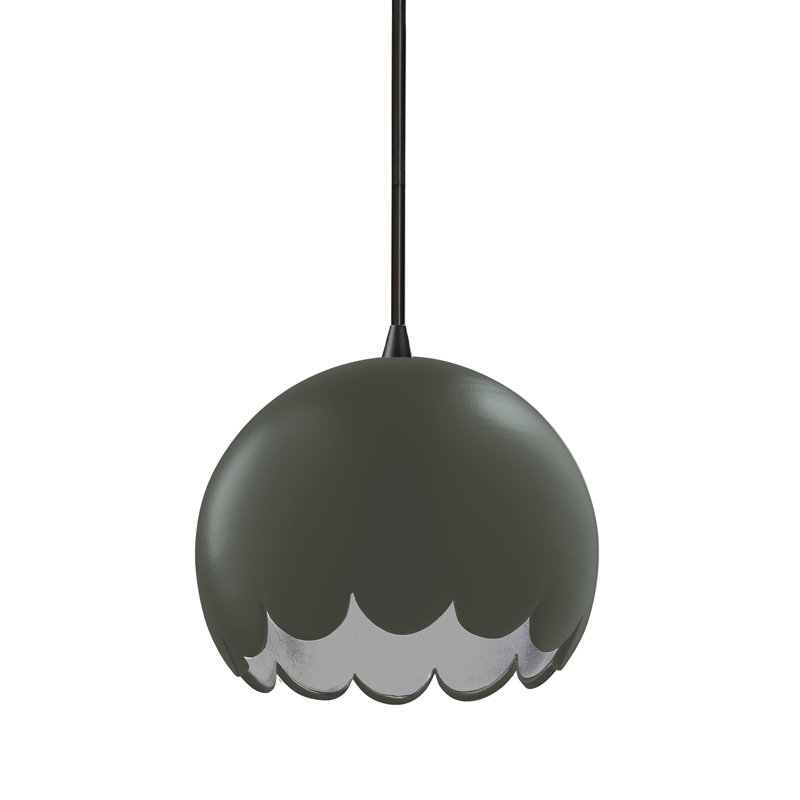 Cerra 1 - Light Single Dome Pendant, Matte Black, Pewter Green