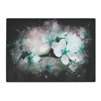 Tempered Glass Cherry Blossom Tree in Bloom Paint Splash Chopping Board