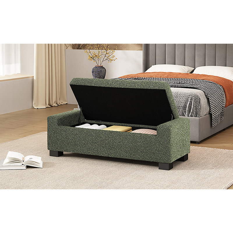 Repose-pieds avec rangement Jamih, Polyester vert noirâtre