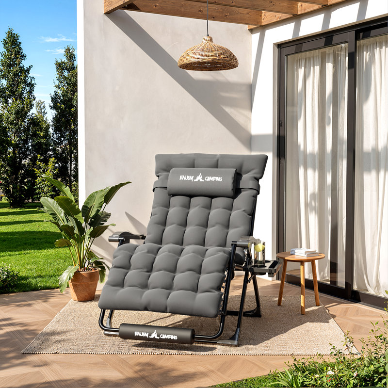 Oversized XXL Zero Gravity Chair With Detachable Cushion & Headrest Cup Holder, 33-Inch Wide Reclining Lounge Chair For Indoor And Outdoor Use