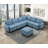 Gey Modular Single Armchair With Storage Seat, Button Tufted Blue Polyester