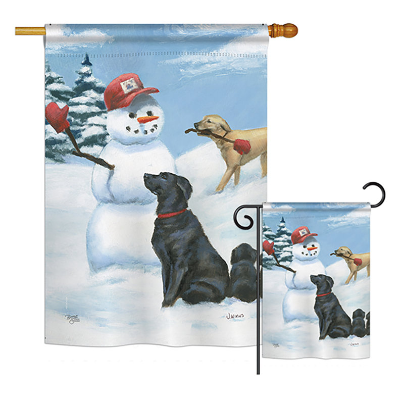 Pals de neige à 2 côtés en polyester 40 x 28 po. "snow nature" ensemble de drapeau