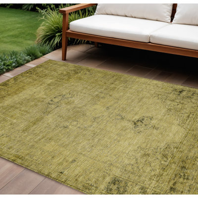 Tapis intérieur / extérieur oriental doré 9 pi x 12 pi brun lavable
