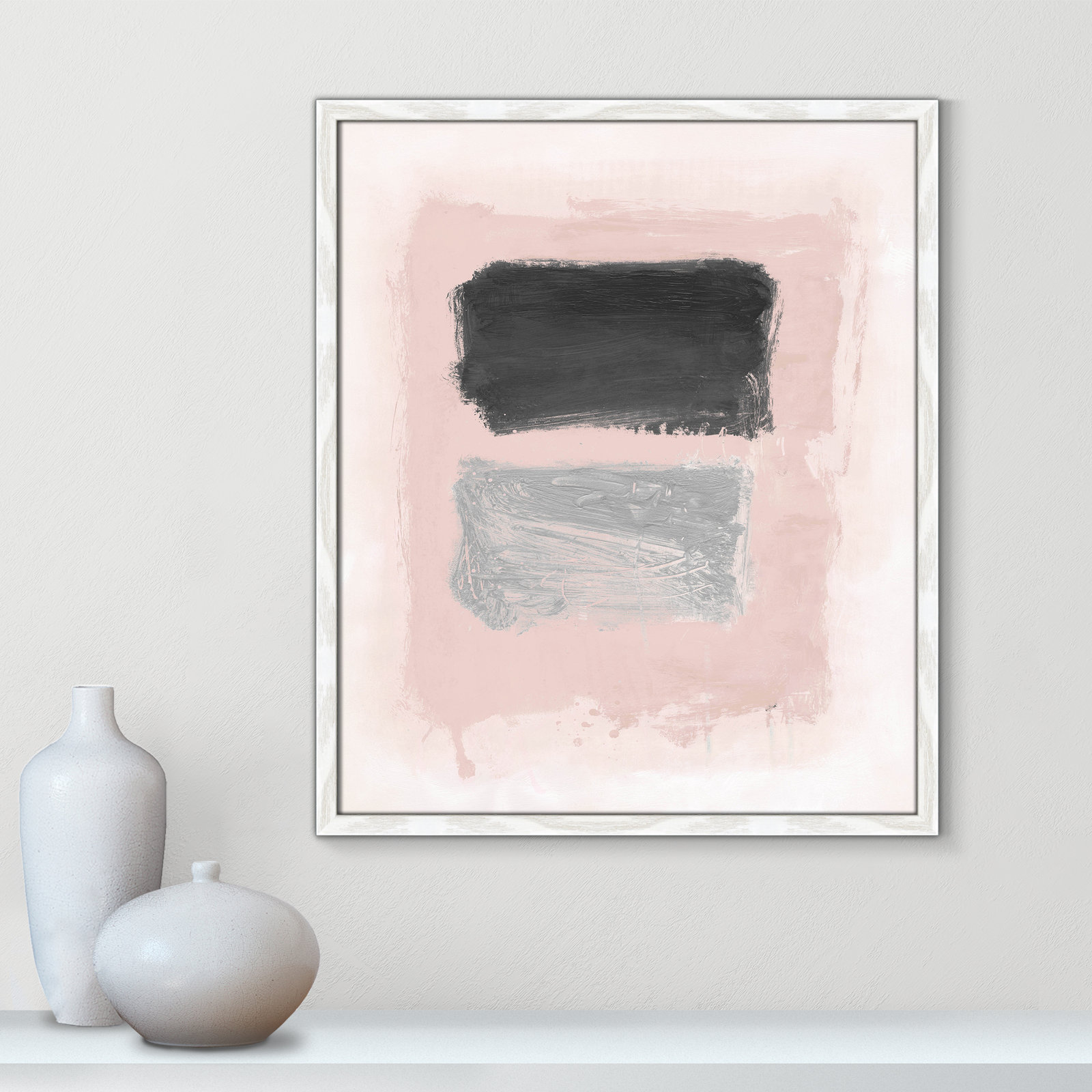 Pink, Black and Silver Shimmer I Print, White Slim Unmatted Picture Framed, 25.5" H x 21.5" W x 1.25" D