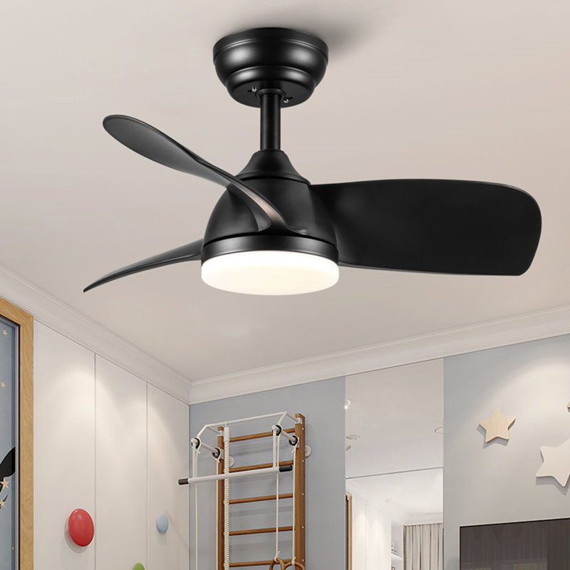 30" Flush Ceiling Fans with Lights & Black Blades,Low Profile Light and Fan with Remote,Small Modern Flush Mount Ceiling Fan with 3 Colour Led for Living Room Bedroom Kitchen