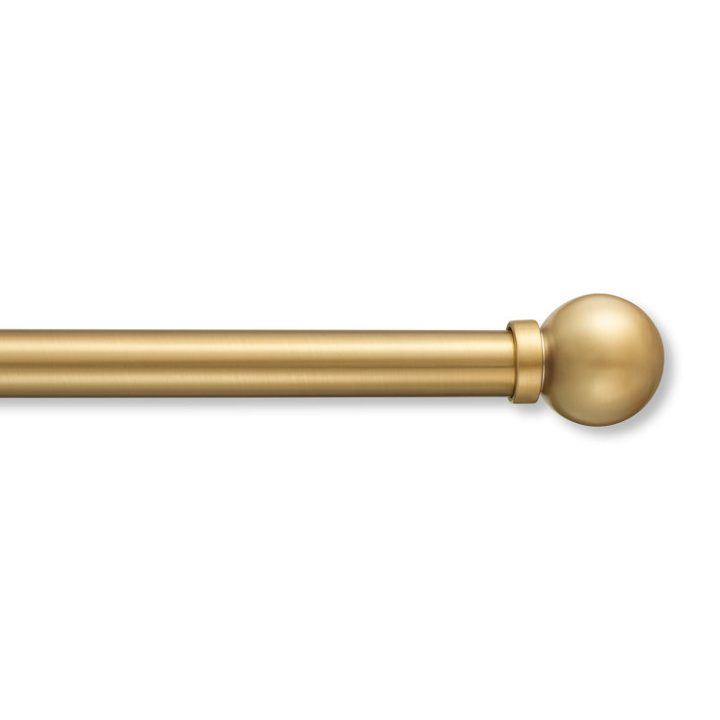 Adjustable Satin Gold Steel Curtain Rod with Modern Ball Finials