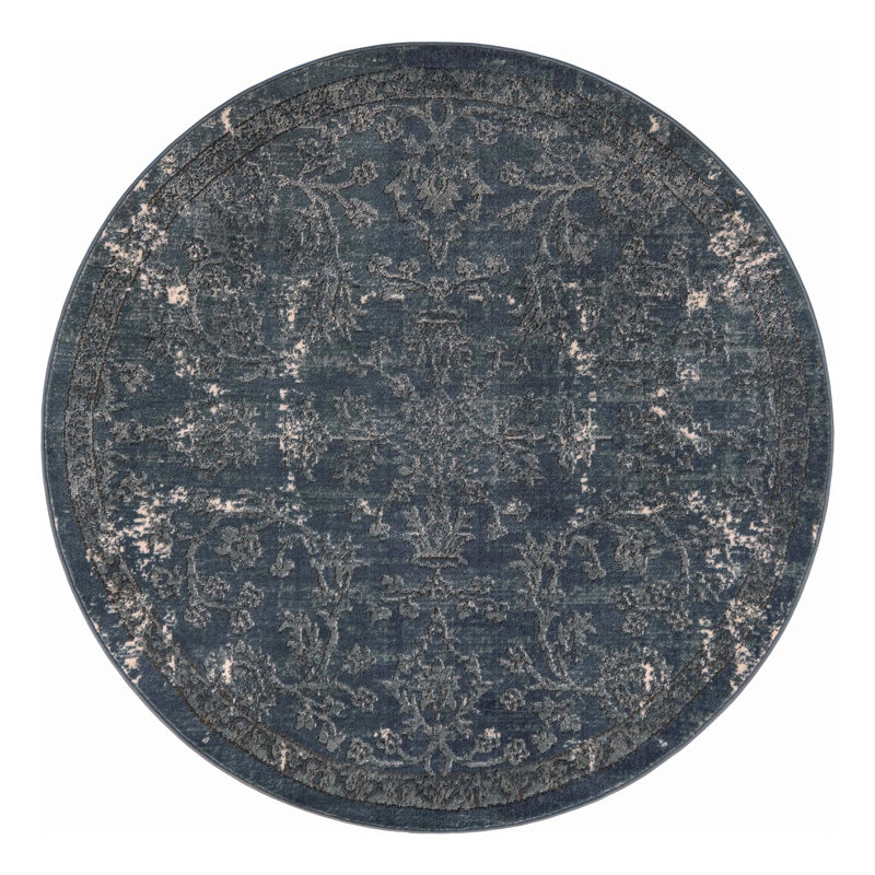 Charters Towers Oriental Blue Area Rug, Round 5'3"