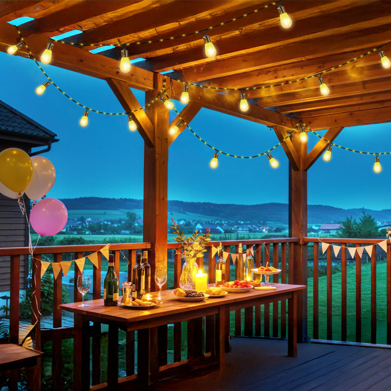 Outdoor String Lights With Dimmable Warm White LED Bulbs (Set Of 12)