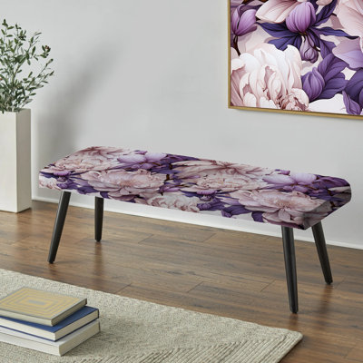 Mauve Poppies Harmony I - Banc rembourré floral noir