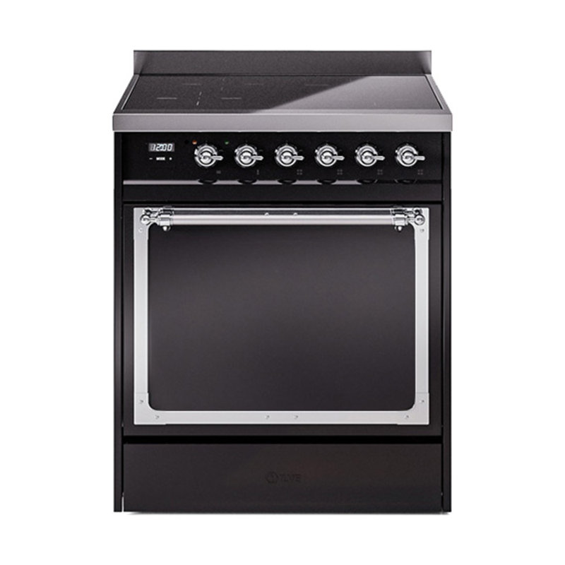 ILVE Nostalgie II Noblesse 30 po à induction, Noir brillant et chrome