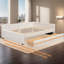 Élégant lit plateforme tapissier avec design USB et beaucoup de rangement sous le lit, pas besoin de sommier tapissier-42672027