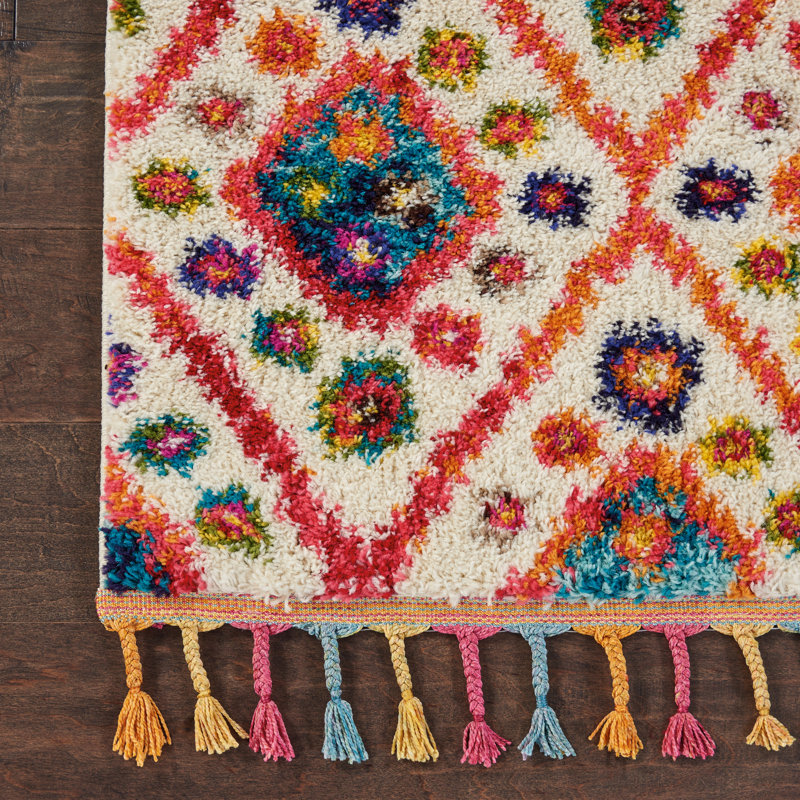 Tapis ivoire Lucina Tribal Bohemian, Rectangle 2 pi 2 po x 4 pi