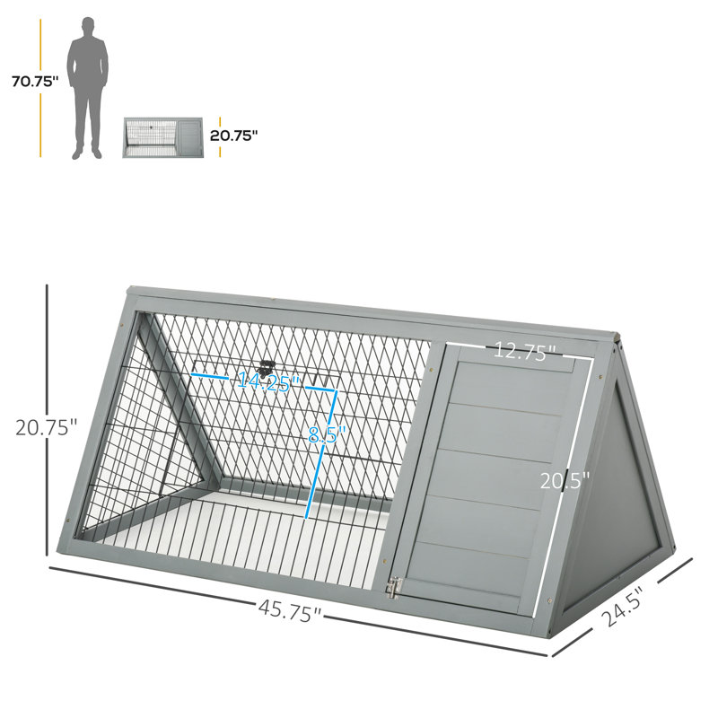 Maurice Weather Resistant Rabbit Hutch,wood, Gray