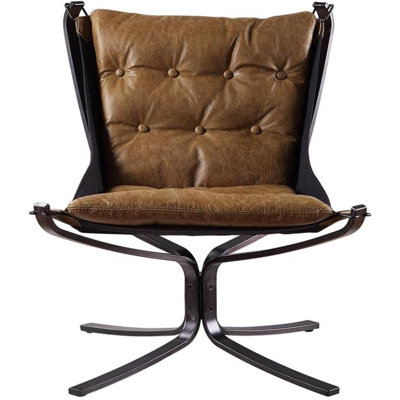 Carney Accent Chair, Vintage Blue Top Grain Leather, Industrial & Urban
