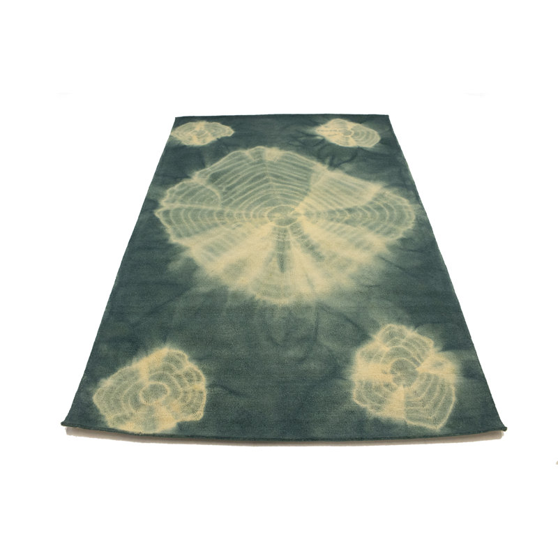 Tapis moderne touffeté à la main 5 x 8 Miciah Teal-Tye