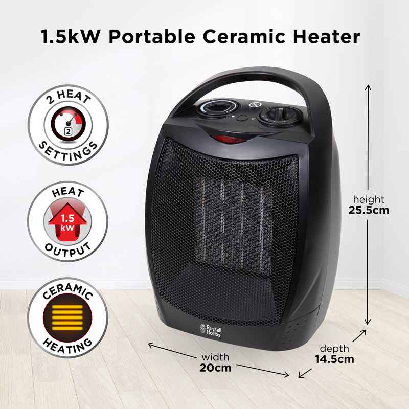 Russell Hobbs RHFH1006B 1.5kW Portable Ceramic Heater in Black