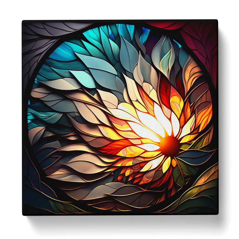 Sun Stained Glass Effect - Wrapped Canvas, 35cm H x 35cm W x 3cm D