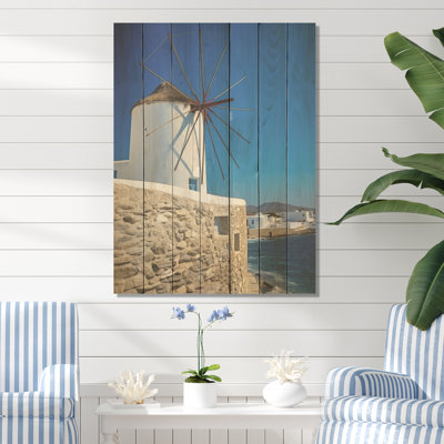Grèce, moulin à vent Santorini, photo III - Grèce sur bois