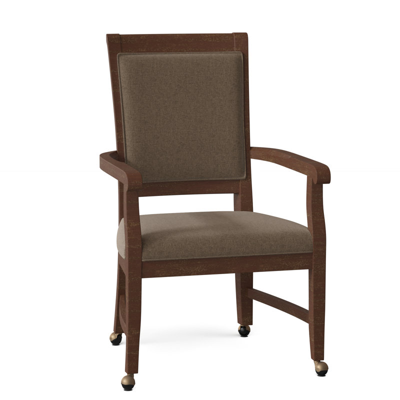 Pryor Upholstered King Louis Back Arm Chair, 8789 Bark, Hazelnut