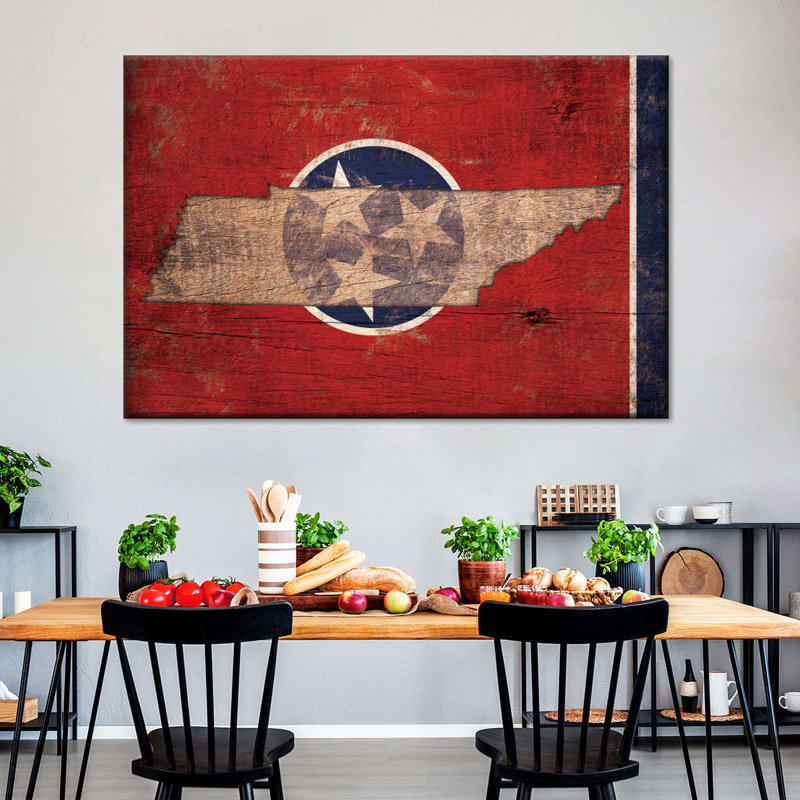 Carte de l'État sur le Tennessee, impression sur toile, H 30 po x l 45 po x P 1,25 po