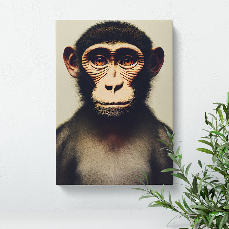A Monkey Portrait No.2 - Wrapped Canvas Print, 76cm H x 50cm W x 3cm D