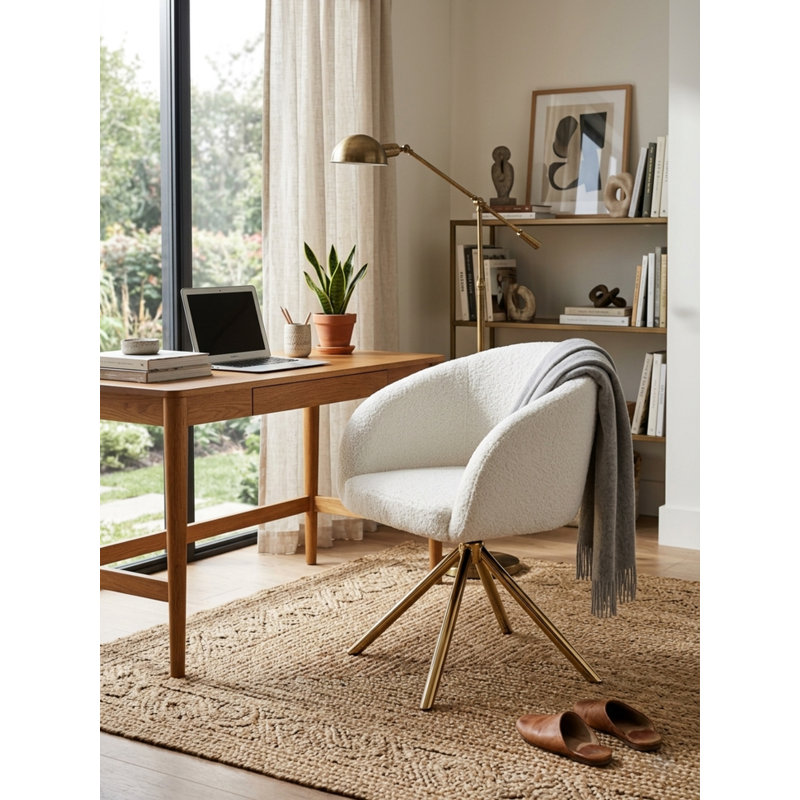 Fauteuil blanc Constante avec pieds dorés