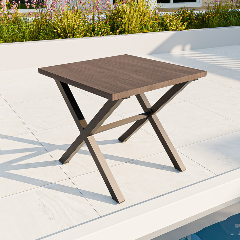 Patio Side Table, Weather Resistant Outdoor Square Coffee Table